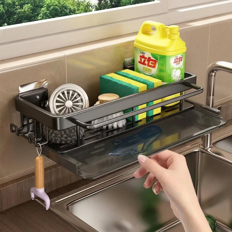 Over Sink Dish Rack Aluminum Self Draining, Space-Saving Design