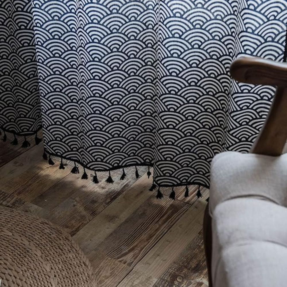 OceanElegance: Cotton Curtain with Scales Design – Stylish for Sleeping & Dining Areas