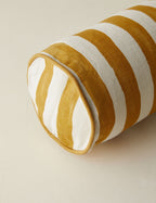 Bello Long Bolster Pillow | Painterly Stripe Linen, Oversized