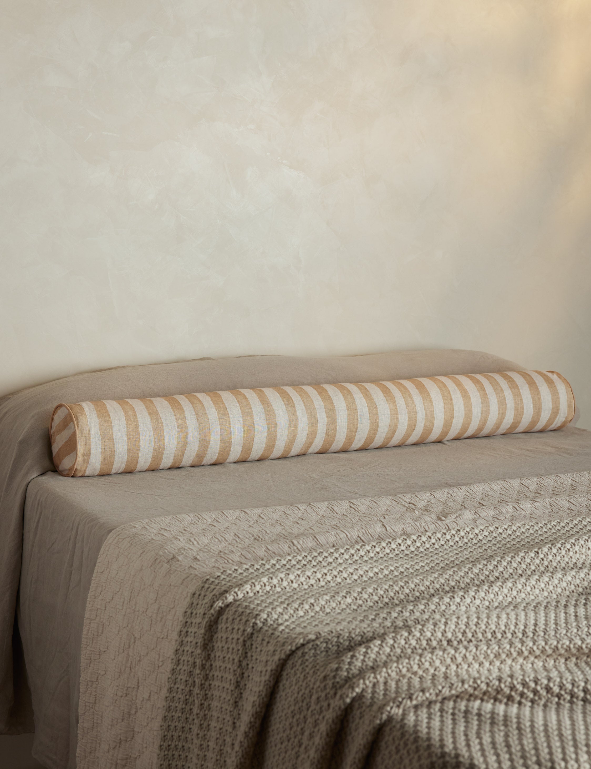 Bello Long Bolster Pillow | Painterly Stripe Linen Design
