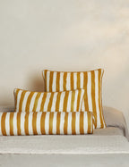 Bello Long Bolster Pillow | Painterly Stripe Linen Design