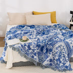 PaisleyDream: Cotton Blankets with Elegant Paisley Pattern & Decorative Tassels – for Sofa & Bedroom