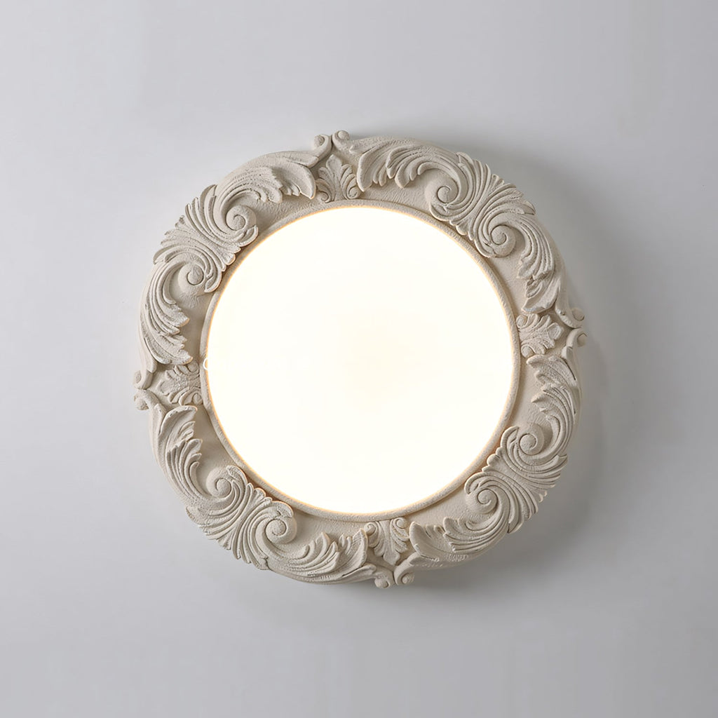 Carved Relief Resin Flush Ceiling Light