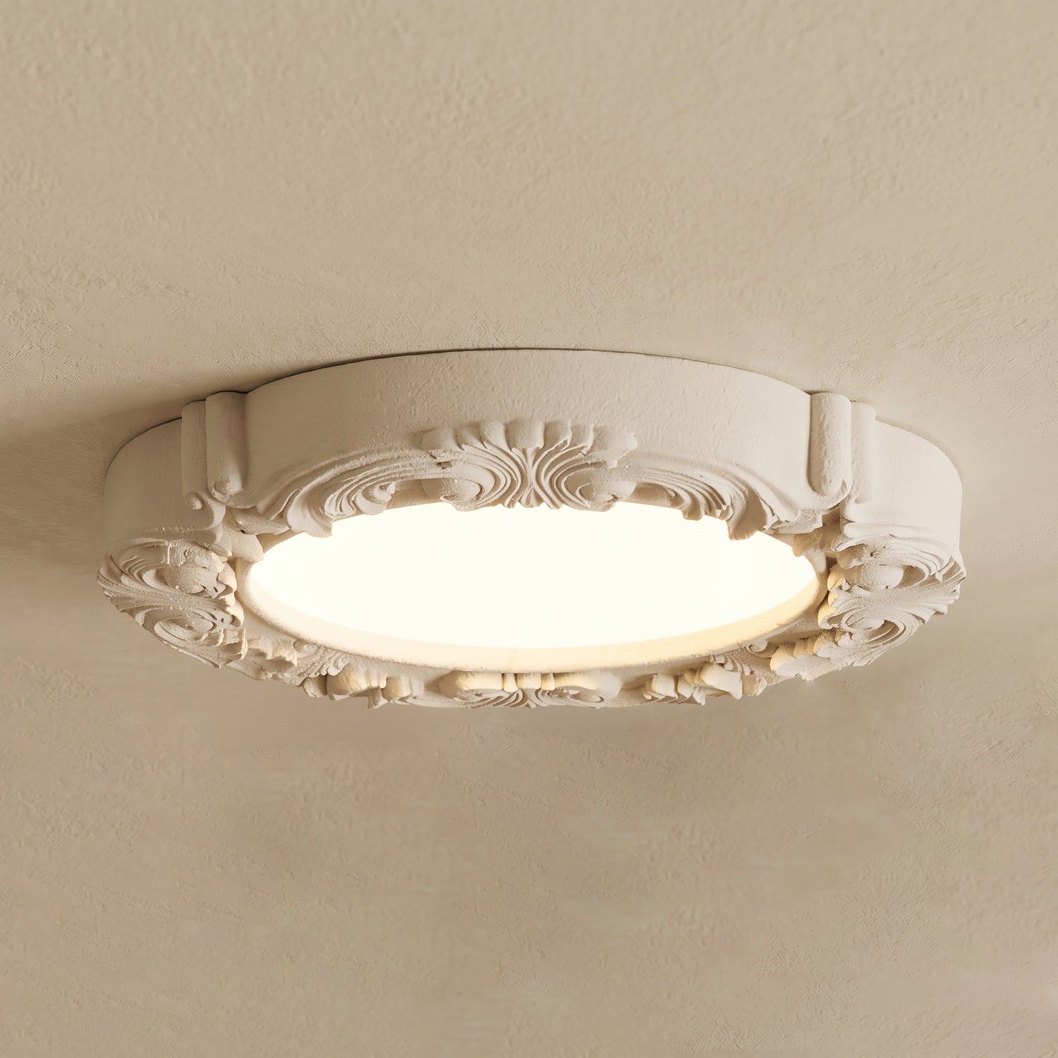 Carved Relief Resin Flush Ceiling Light