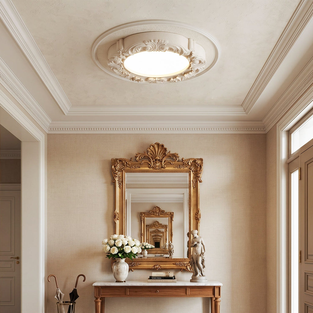 Carved Relief Resin Flush Ceiling Light