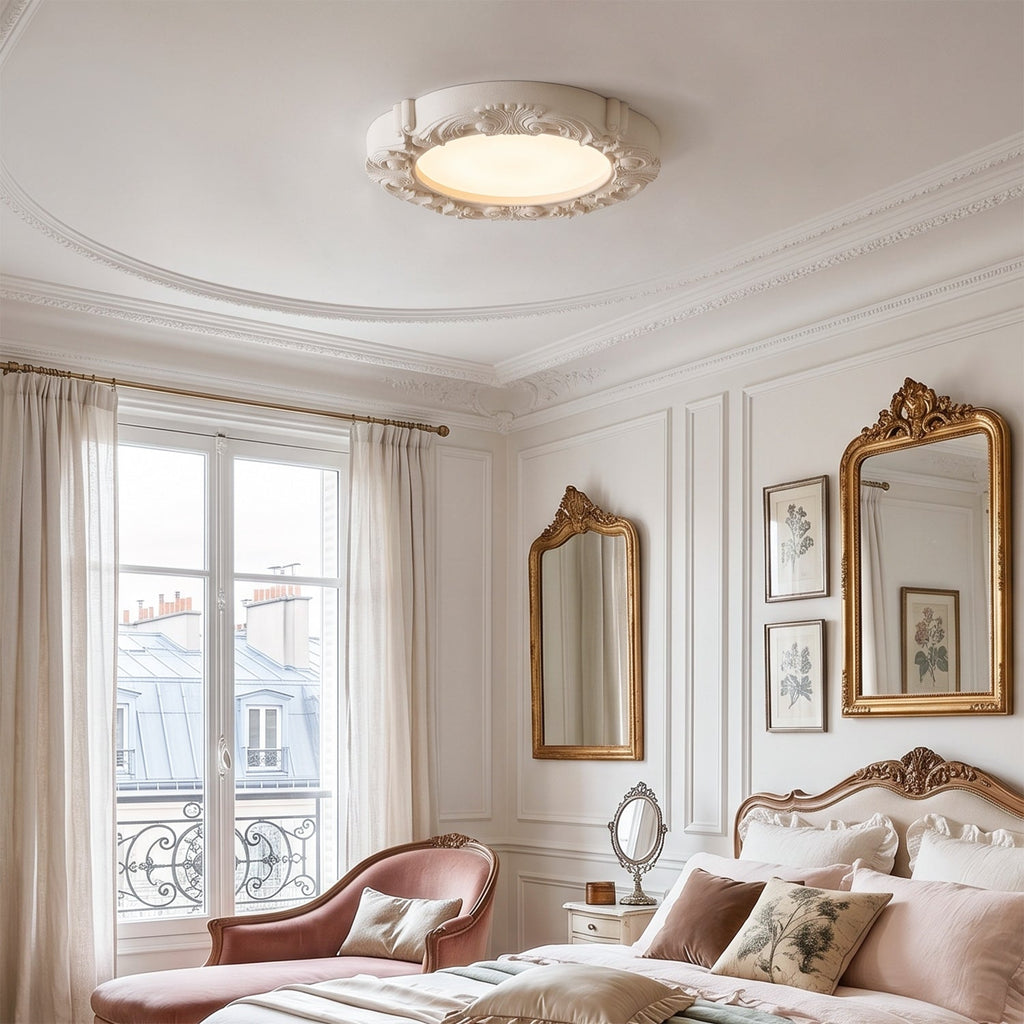 Carved Relief Resin Flush Ceiling Light