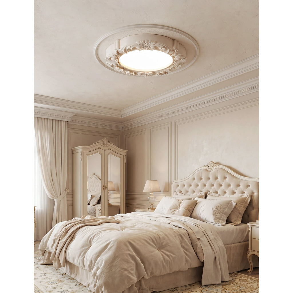 Carved Relief Resin Flush Ceiling Light