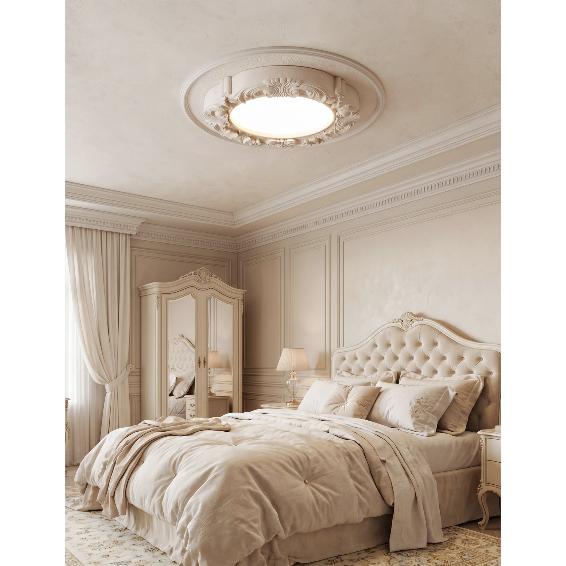 Carved Relief Resin Flush Ceiling Light