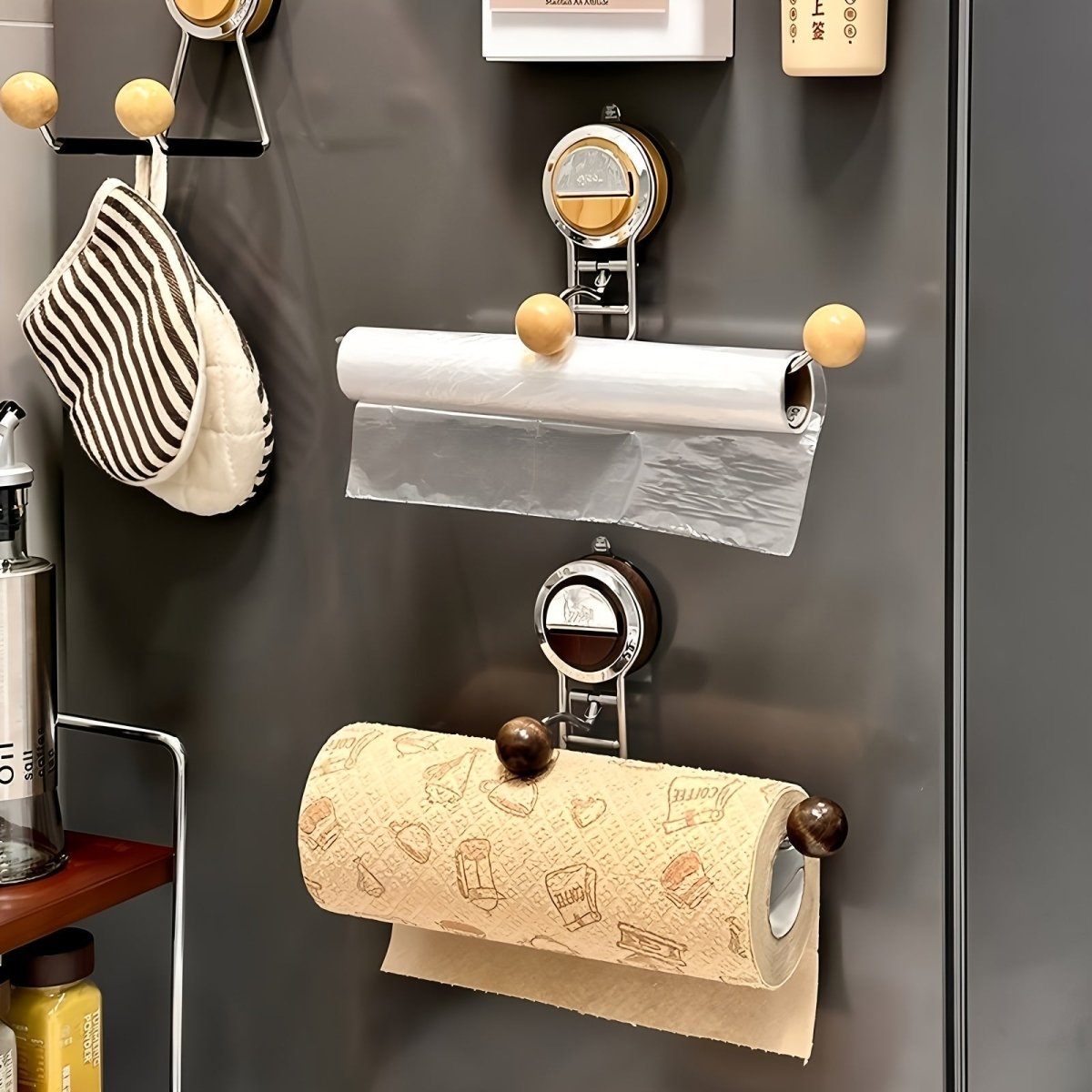 Paper Towel Holder Stainless Steel ABS Suction Mount No Drill Installation