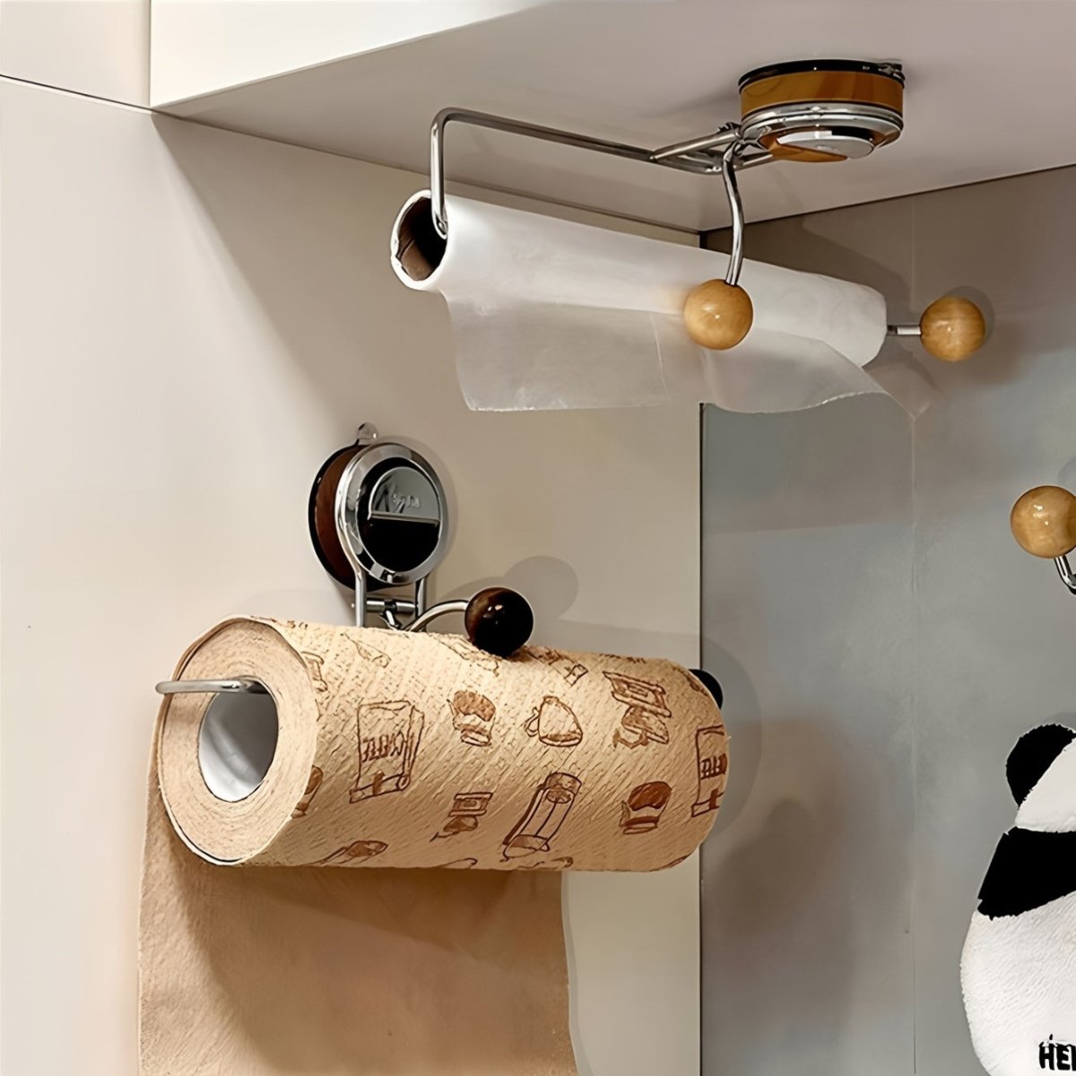 Paper Towel Holder Stainless Steel ABS Suction Mount No Drill Installation