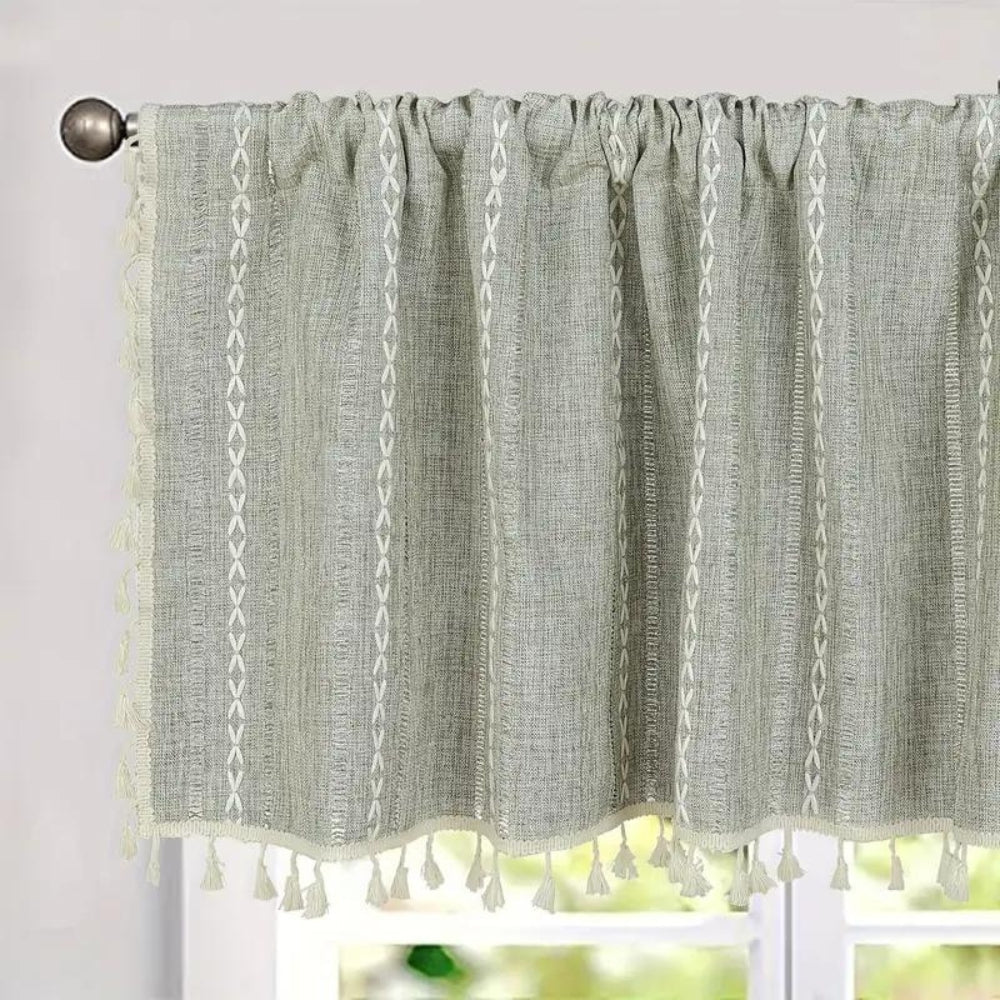 Pastorale: Curtains in Country House Style with Stripes & Tassels – Elegant for Kitchen Windows
