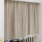 Pastorale: Curtains in Country House Style with Stripes & Tassels – Elegant for Kitchen Windows