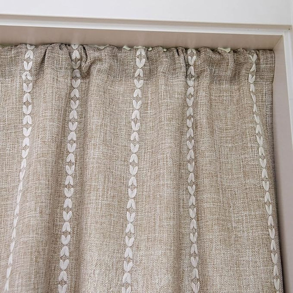 Pastorale: Curtains in Country House Style with Stripes & Tassels – Elegant for Kitchen Windows