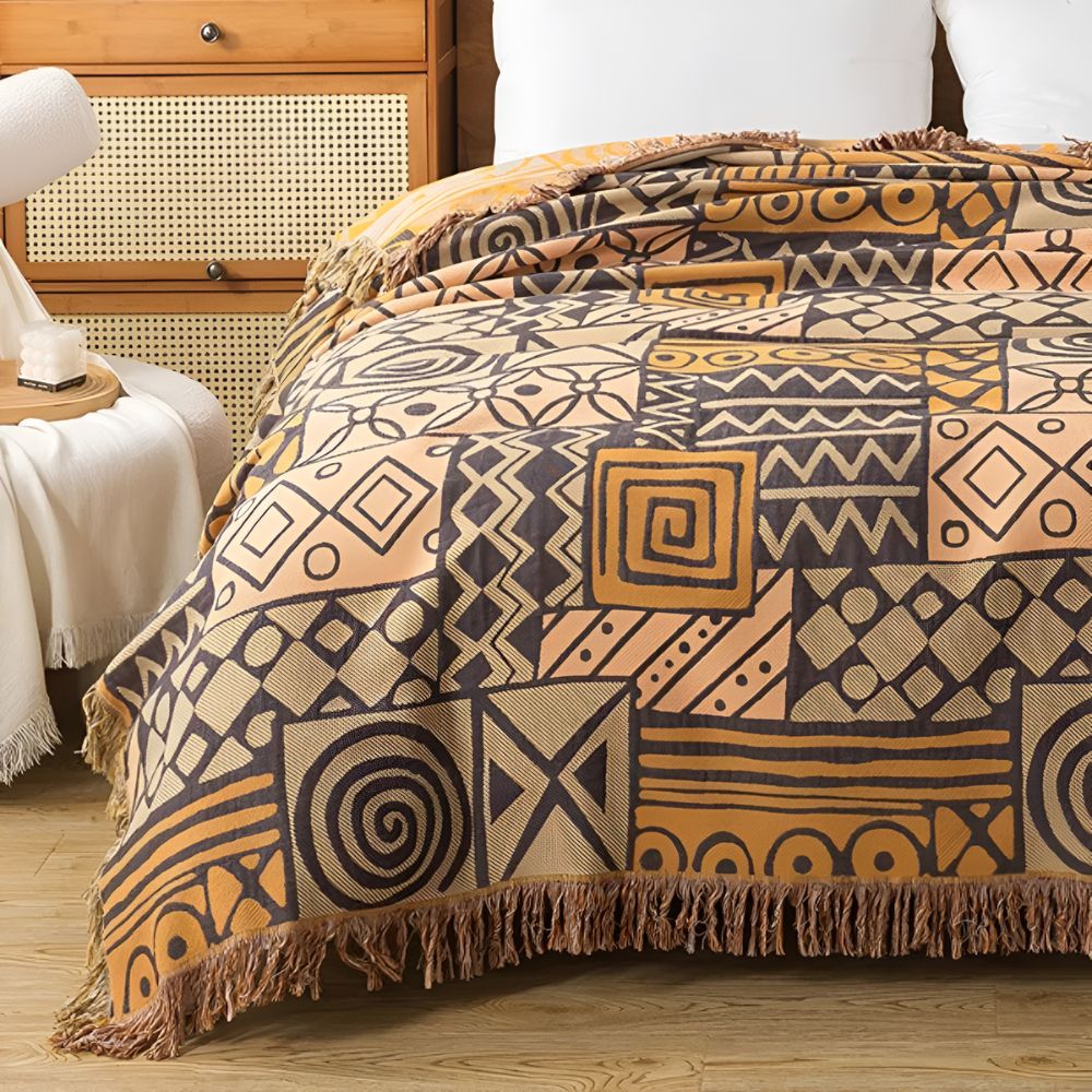 PatchworkFlair: Cotton blankets with reversible tribal design & stylish look – for bedroom & living area