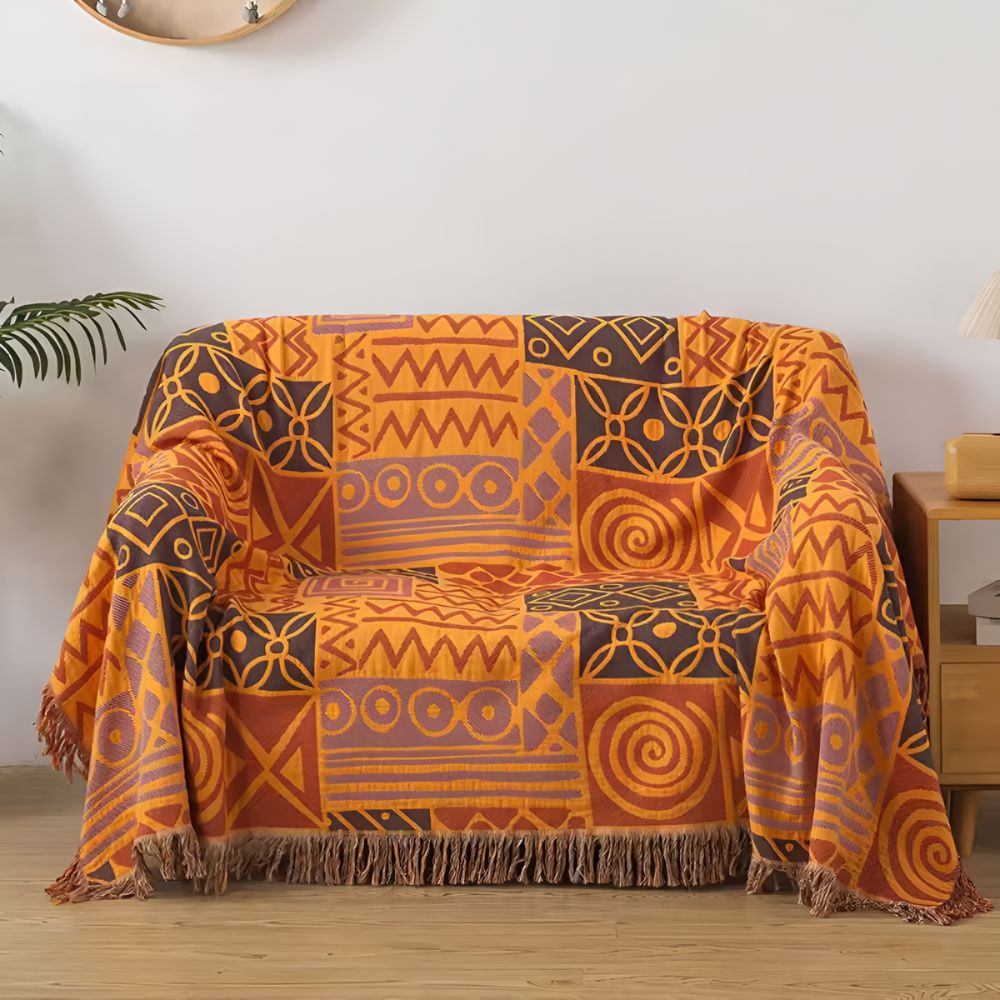 PatchworkFlair: Cotton blankets with reversible tribal design & stylish look – for bedroom & living area