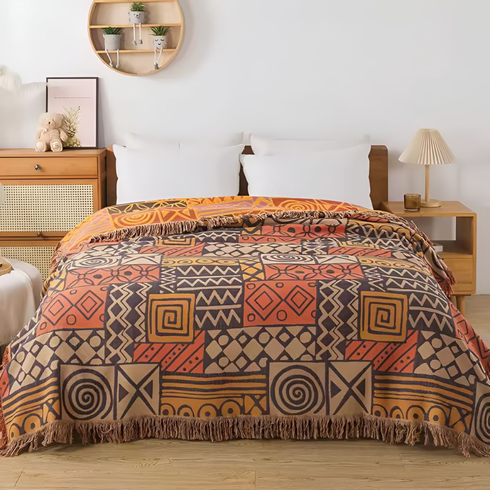 PatchworkFlair: Cotton blankets with reversible tribal design & stylish look – for bedroom & living area