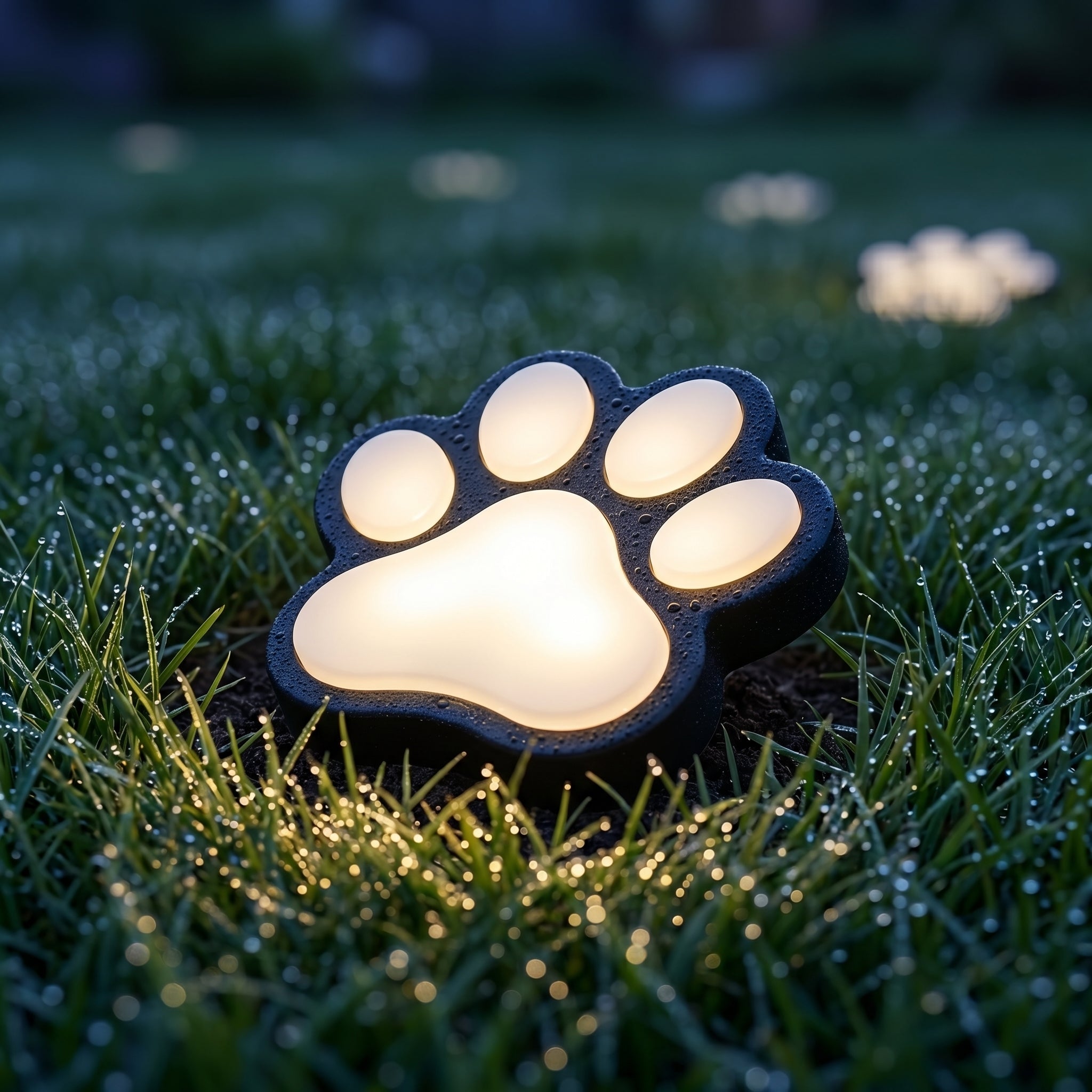 Solar Garden Light Paw Print Design Outdoor Automatic