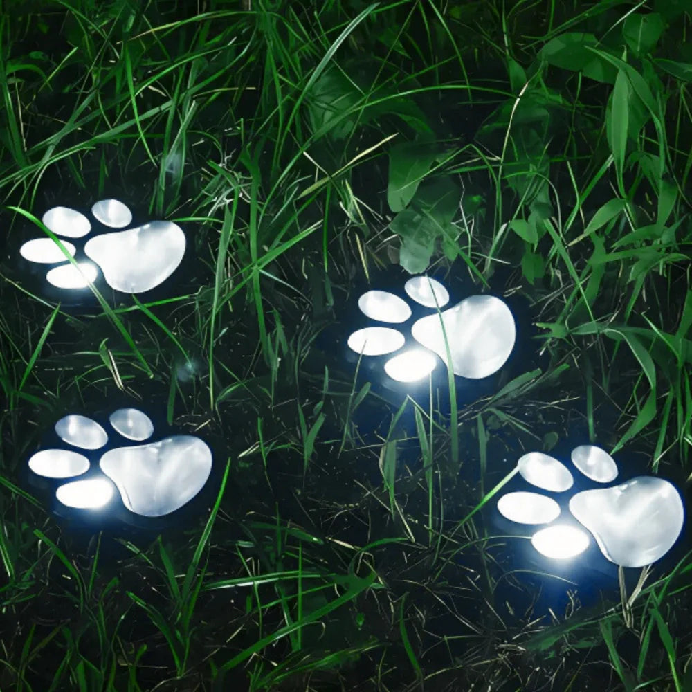 Solar Garden Light Paw Print Design Outdoor Automatic