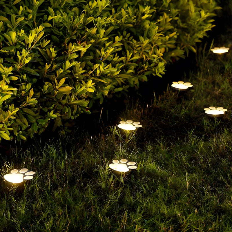 Solar Garden Light Paw Print Design Outdoor Automatic