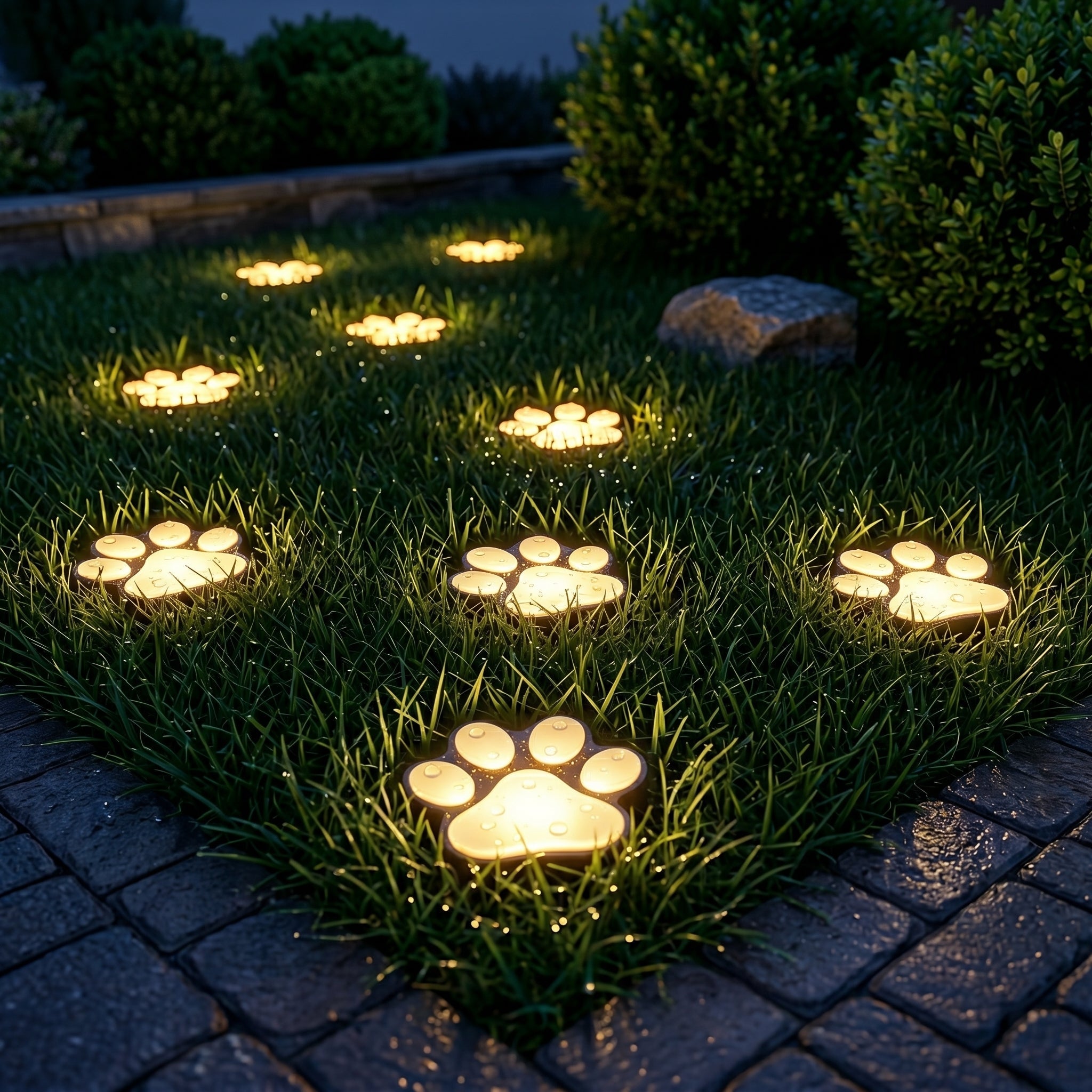 Solar Garden Light Paw Print Design Outdoor Automatic
