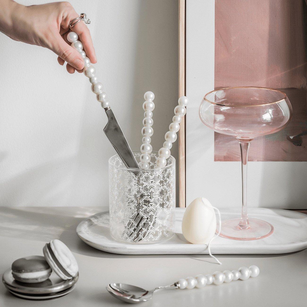 Cutlery Set Stainless Steel Imitation Pearl Handle Silverware