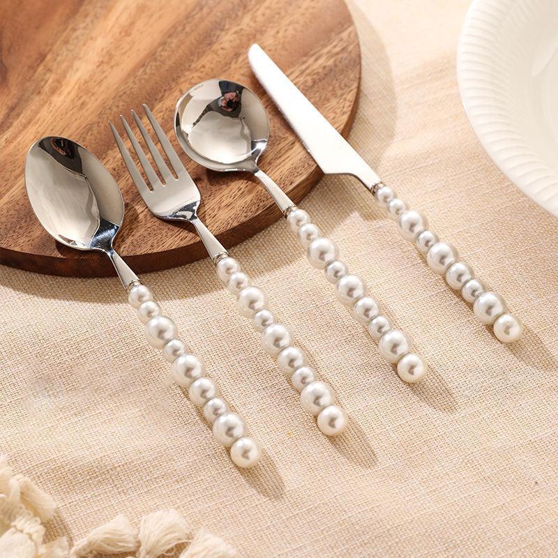Cutlery Set Stainless Steel Imitation Pearl Handle Silverware