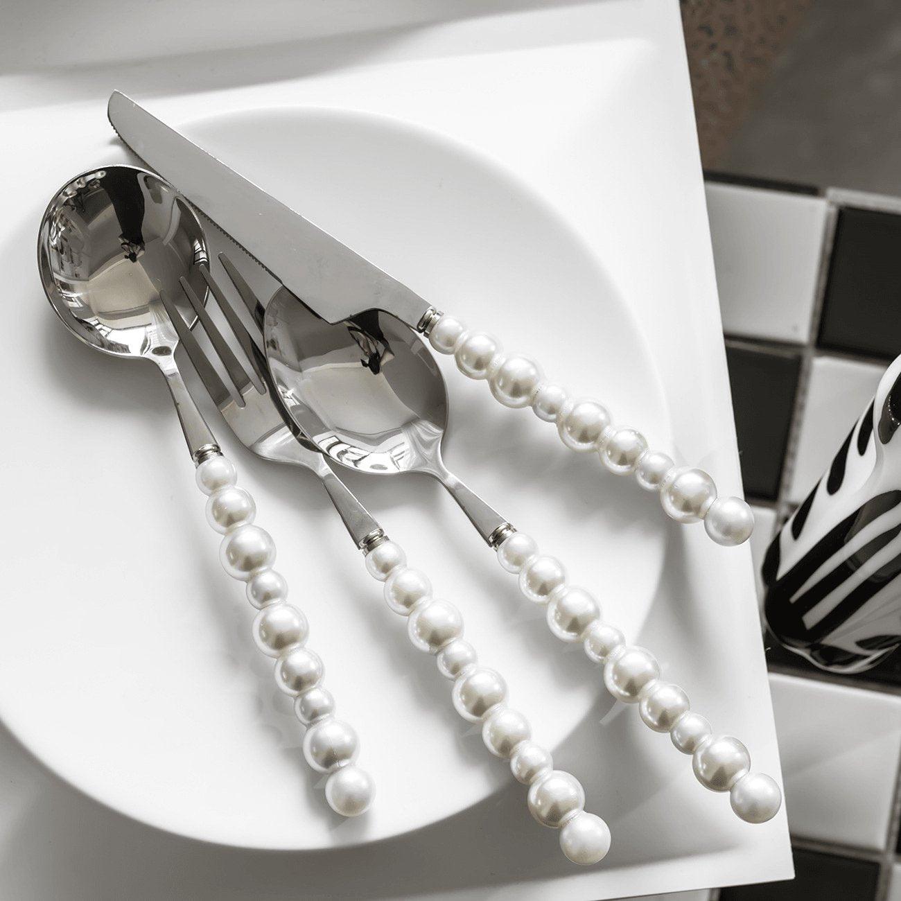 Cutlery Set Stainless Steel Imitation Pearl Handle Silverware