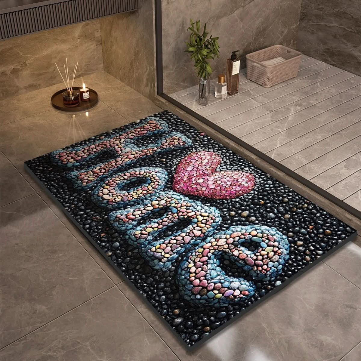 Bath Mat Diatomaceous Earth Non Slip Pebble Stone
