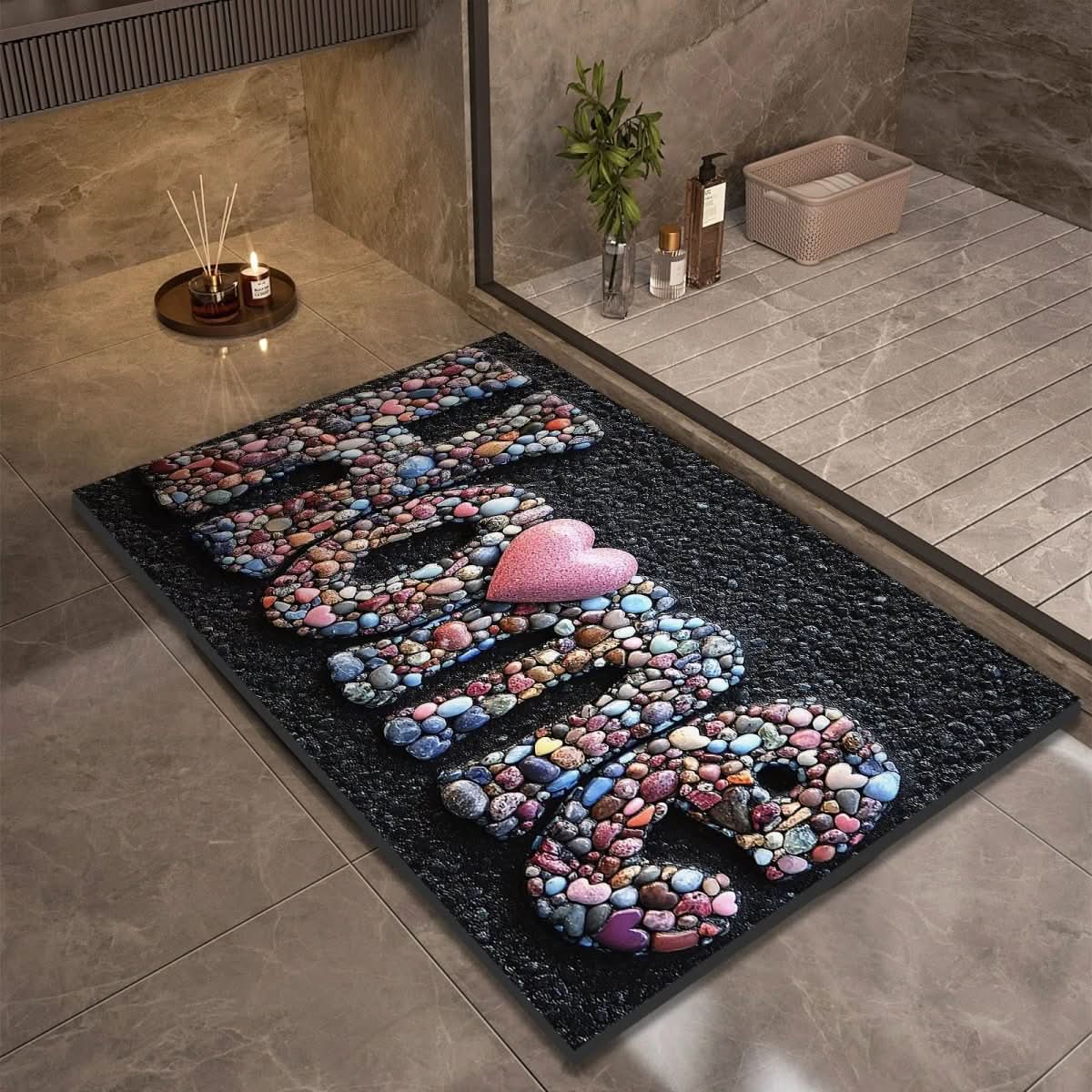 Bath Mat Diatomaceous Earth Non Slip Pebble Stone