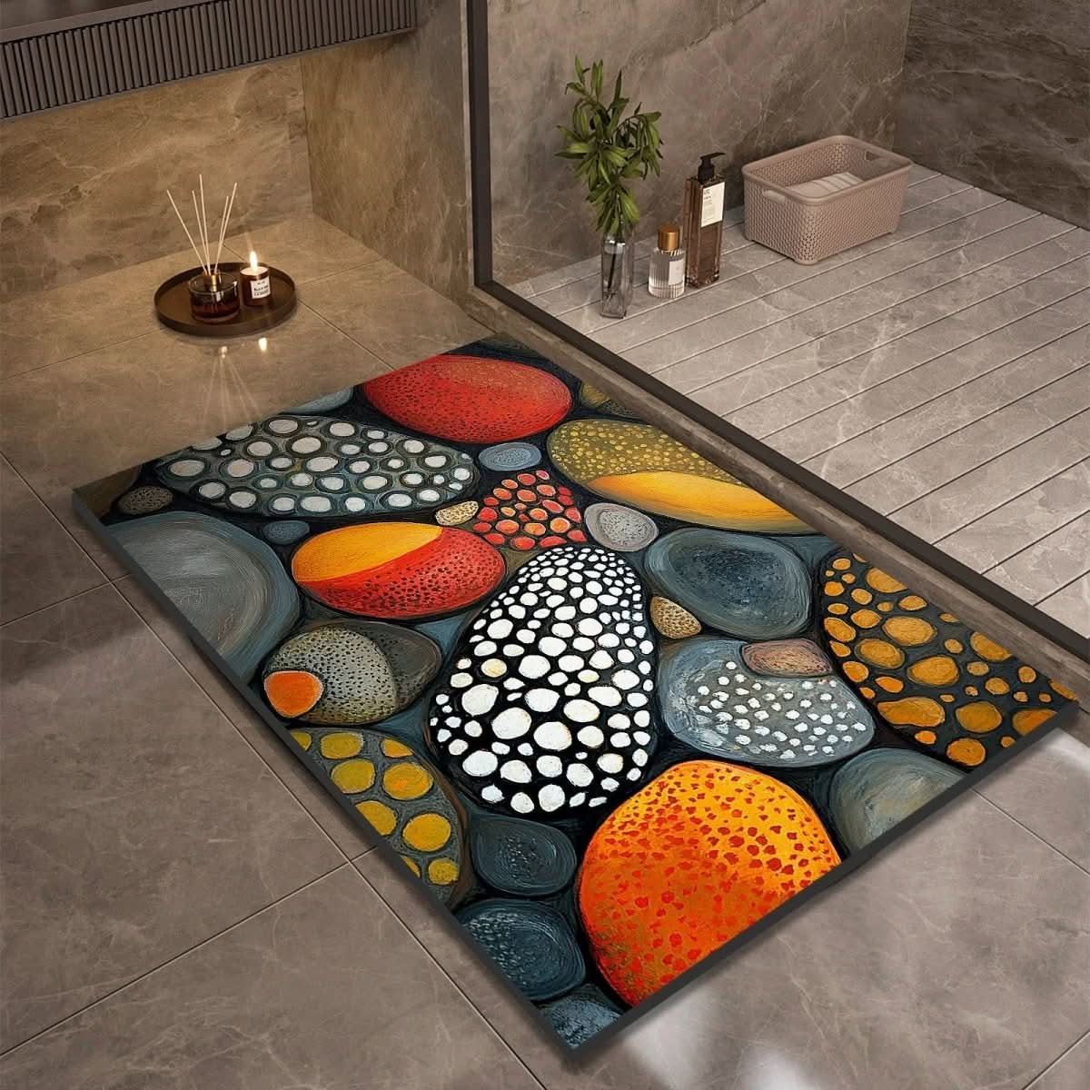 Bath Mat Diatomaceous Earth Non Slip Pebble Stone