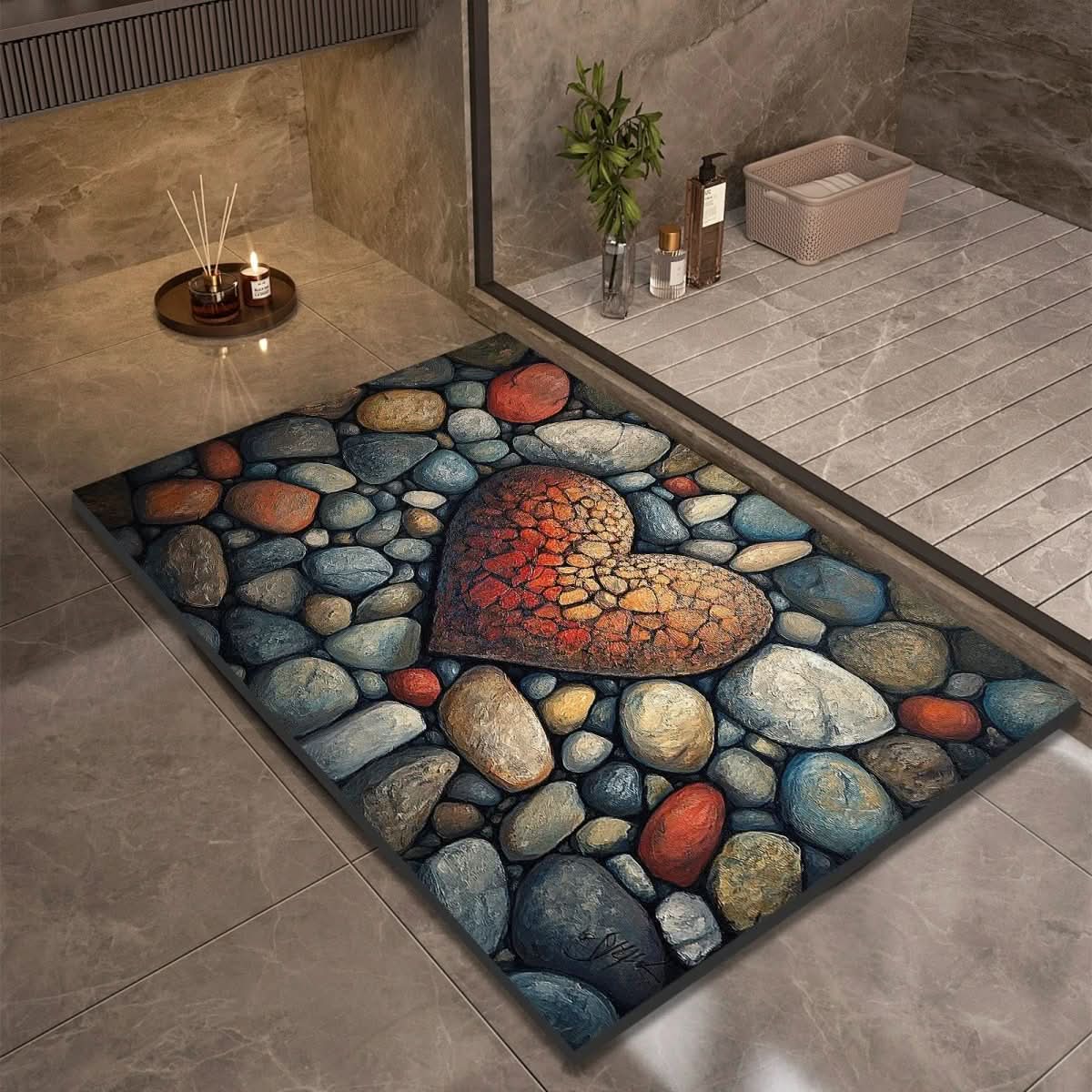 Bath Mat Diatomaceous Earth Non Slip Pebble Stone