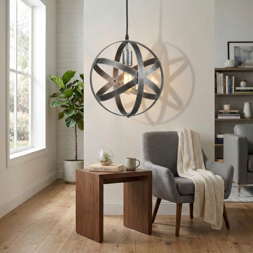 Pendant Light Metal Geometric Hanging Lamp Modern Industrial Design