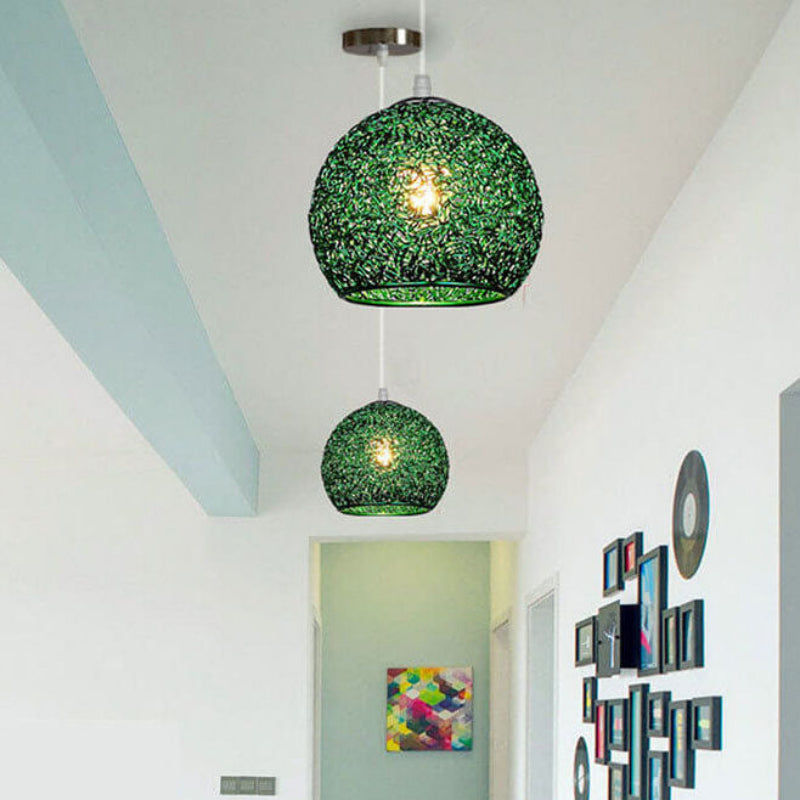 Pendant Light Aluminum E26 Base 18 cm Width Adjustable Cord Black Silver Gold Blue Green