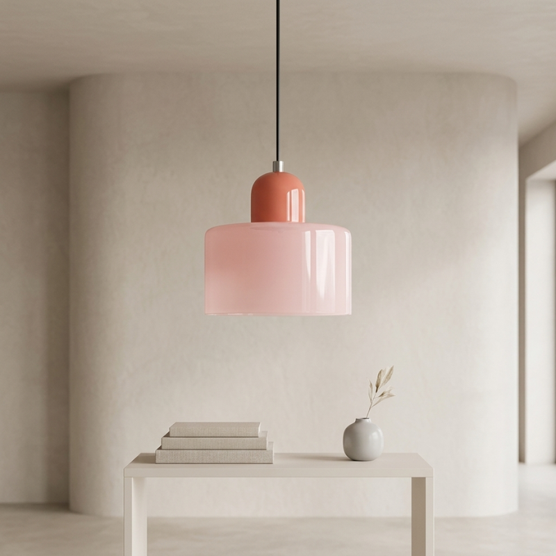 Pendant Light Glass E27 Bulb Compatible Adjustable Cord Ceiling Lamp