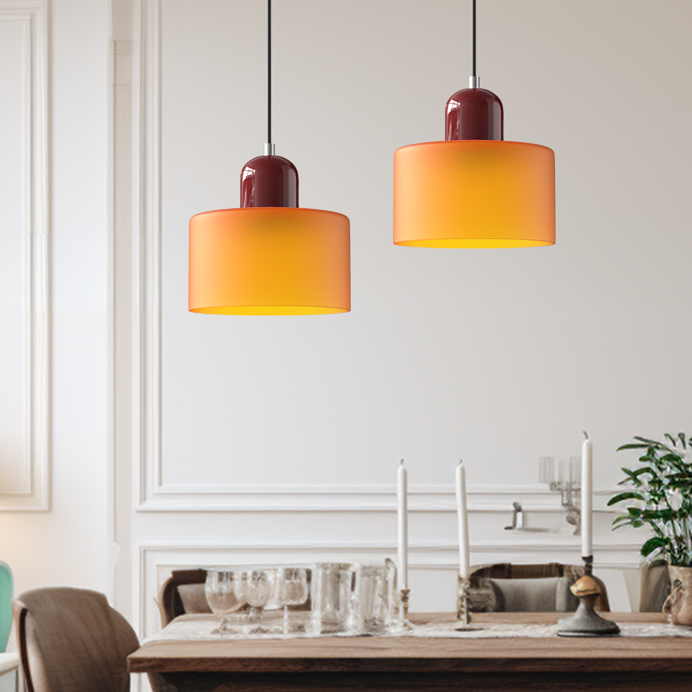 Pendant Light Glass E27 Bulb Compatible Adjustable Cord Ceiling Lamp