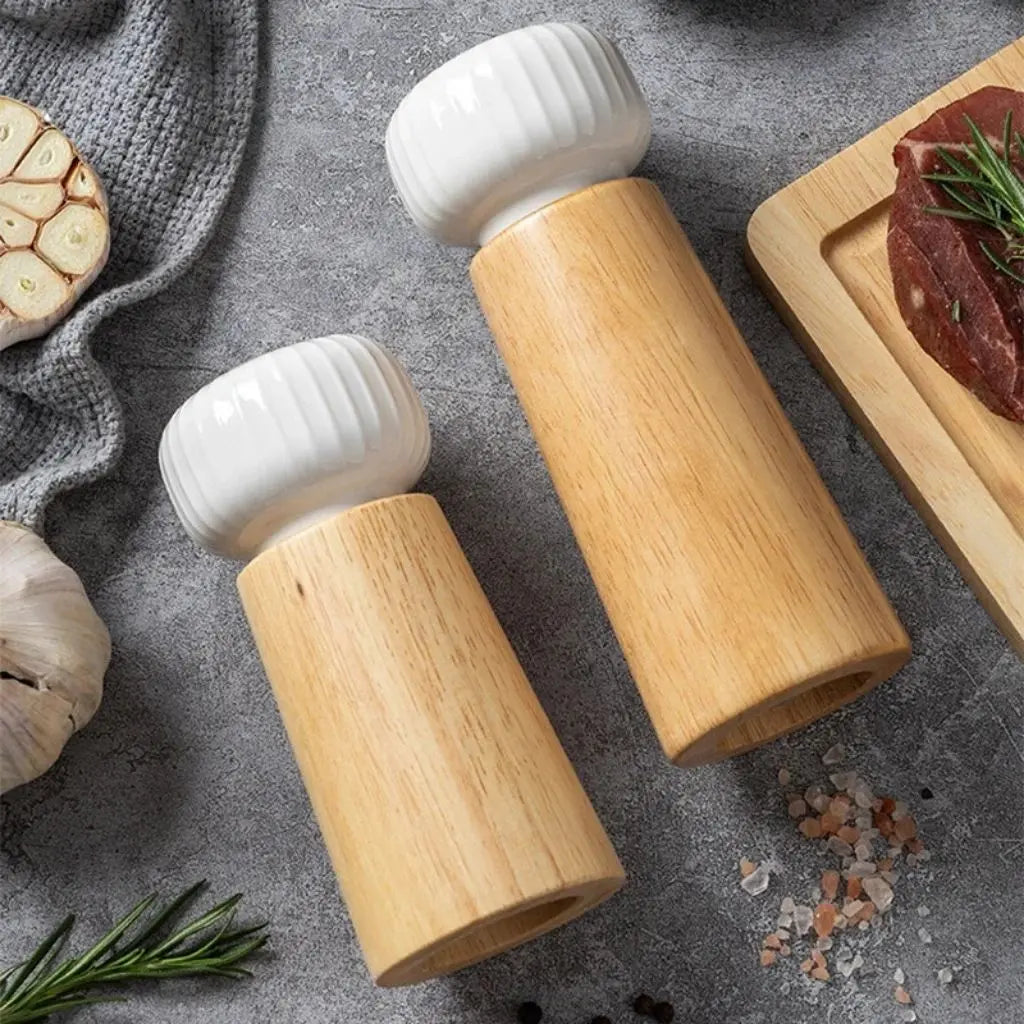 Pepper Grinder Rubberwood Ceramic Grinding Unit Manual Tabletop