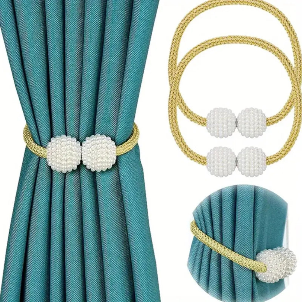 PerlaMagnet: Curtain Holders with Pearls & Magnet – Decorative Accessories in a Set of 2