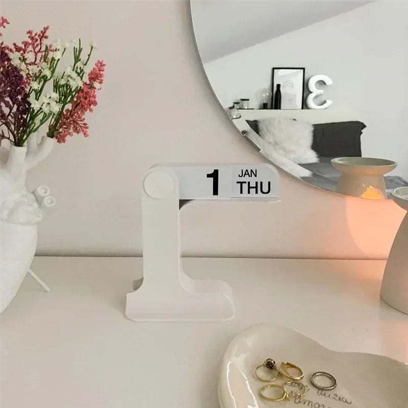 Desk Calendar Plastic Flip Style Perpetual Date Display Desktop Organizer