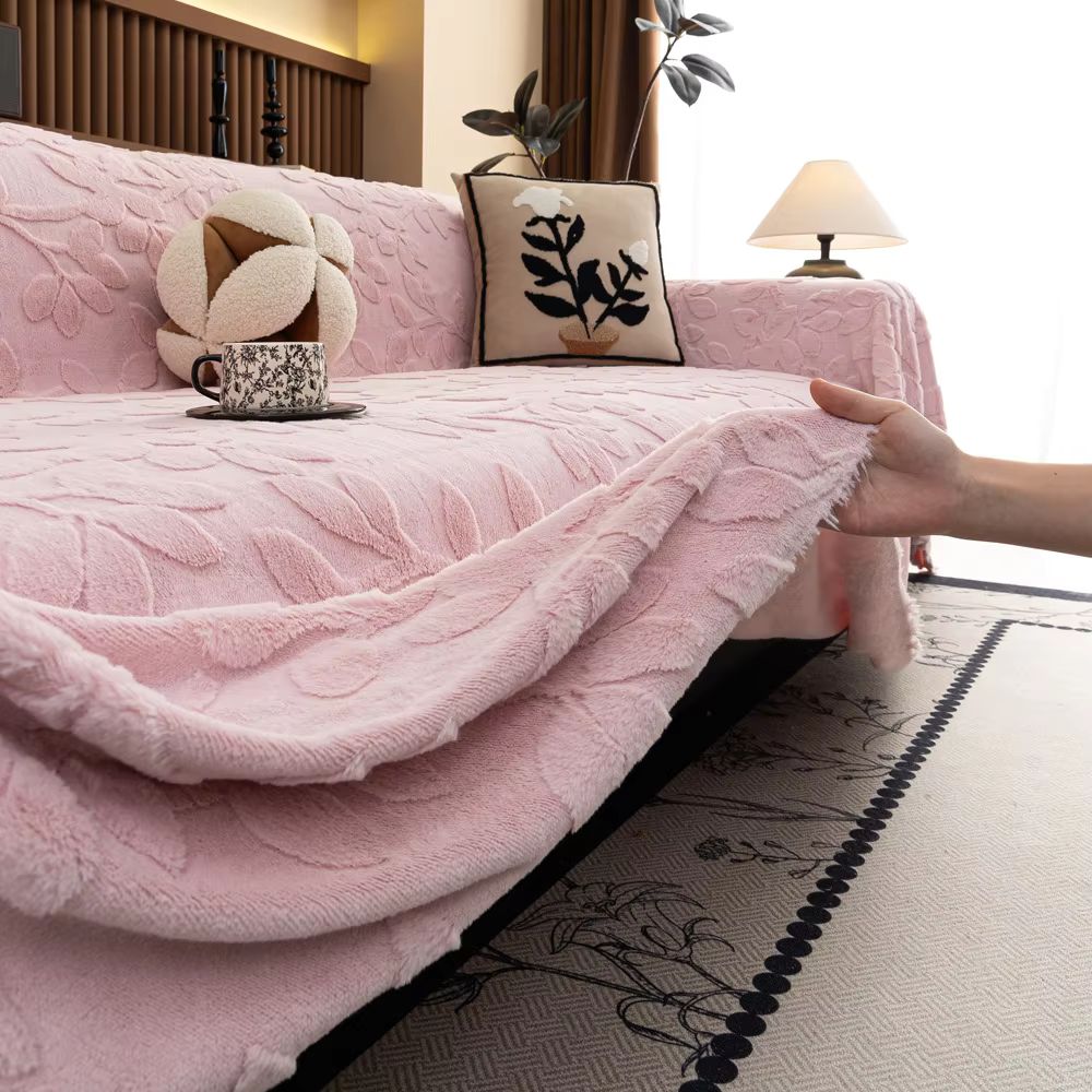 Petalia: Sofa Cover in Floral Microfiber Design with Raised Texture & Cozy Comfort – for Sofa & Living Room