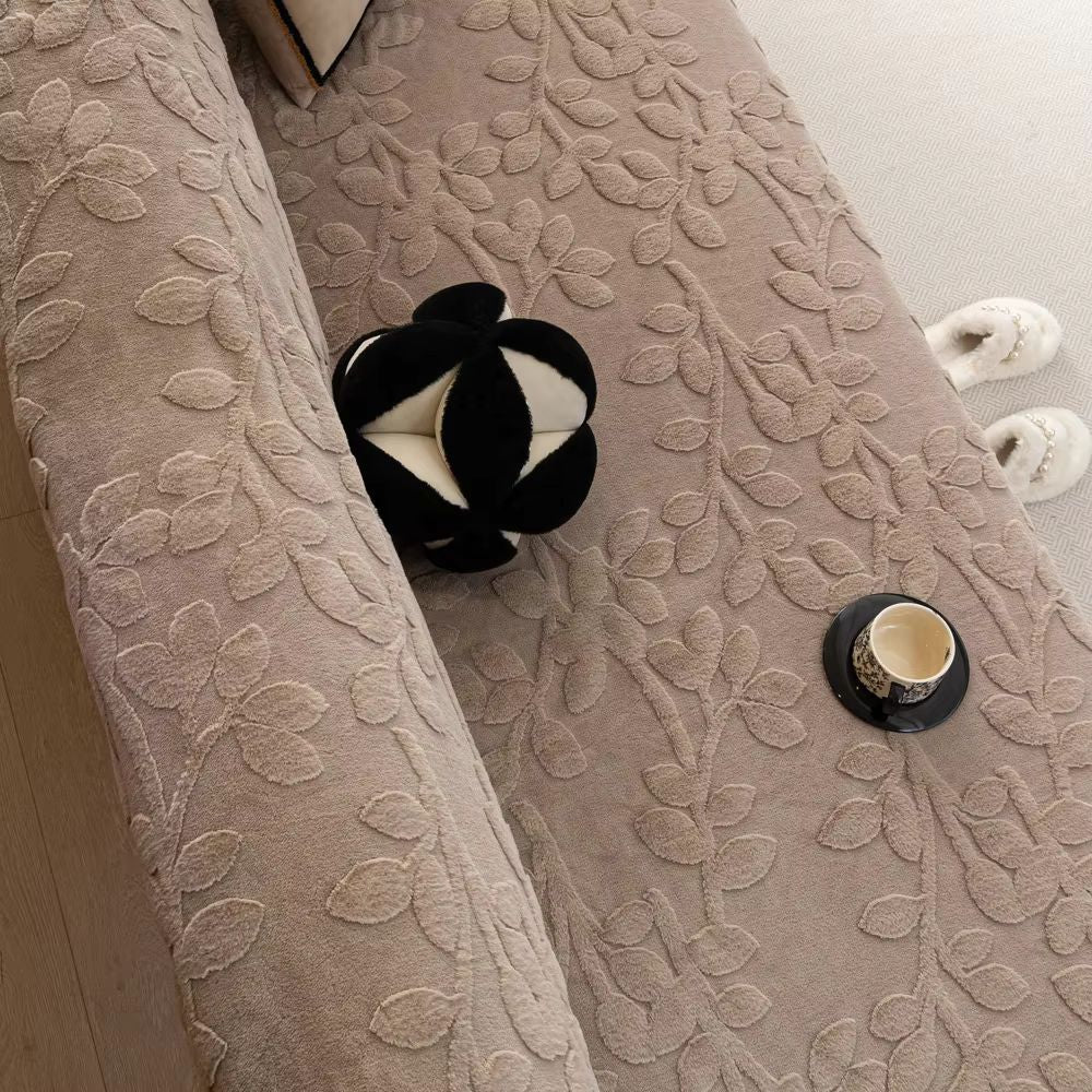 Petalia: Sofa Cover in Floral Microfiber Design with Raised Texture & Cozy Comfort – for Sofa & Living Room