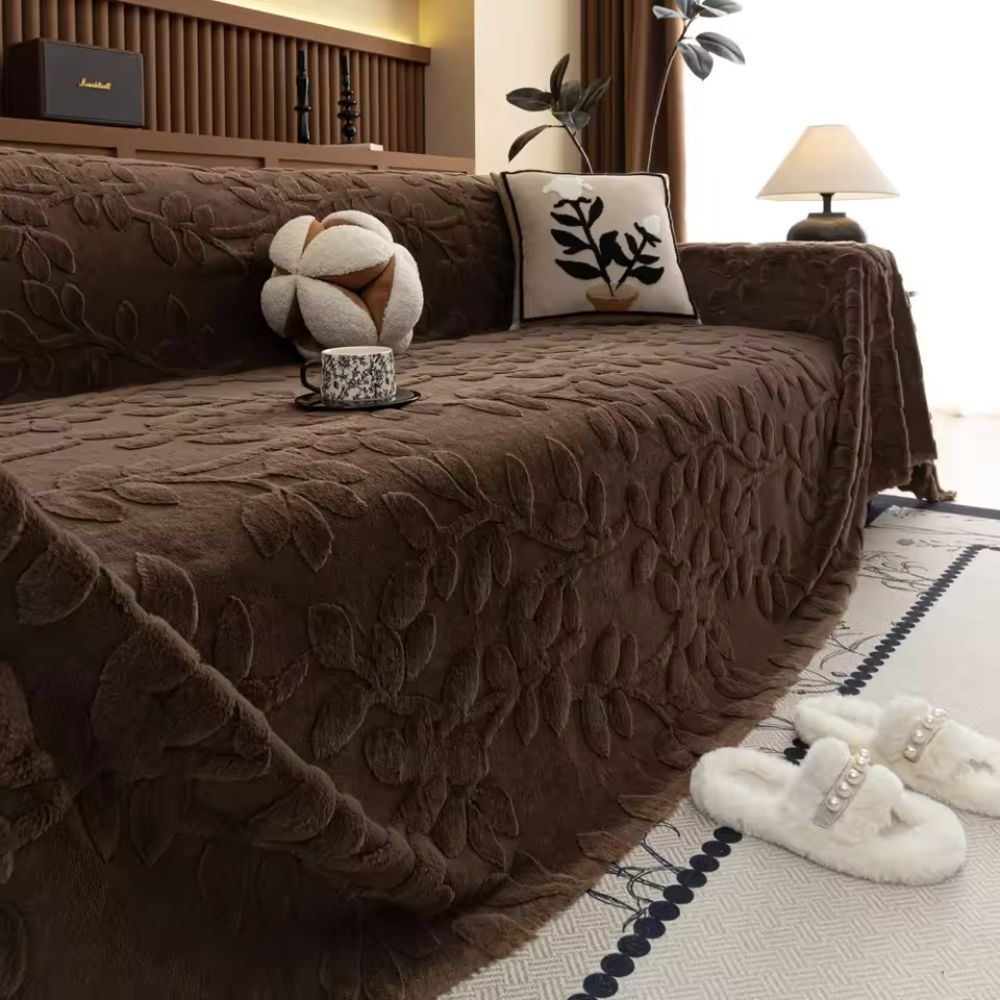 Petalia: Sofa Cover in Floral Microfiber Design with Raised Texture & Cozy Comfort – for Sofa & Living Room