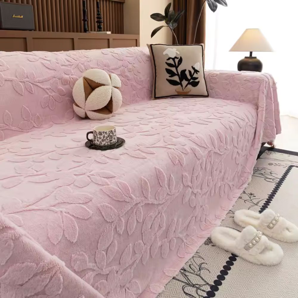 Petalia: Sofa Cover in Floral Microfiber Design with Raised Texture & Cozy Comfort – for Sofa & Living Room