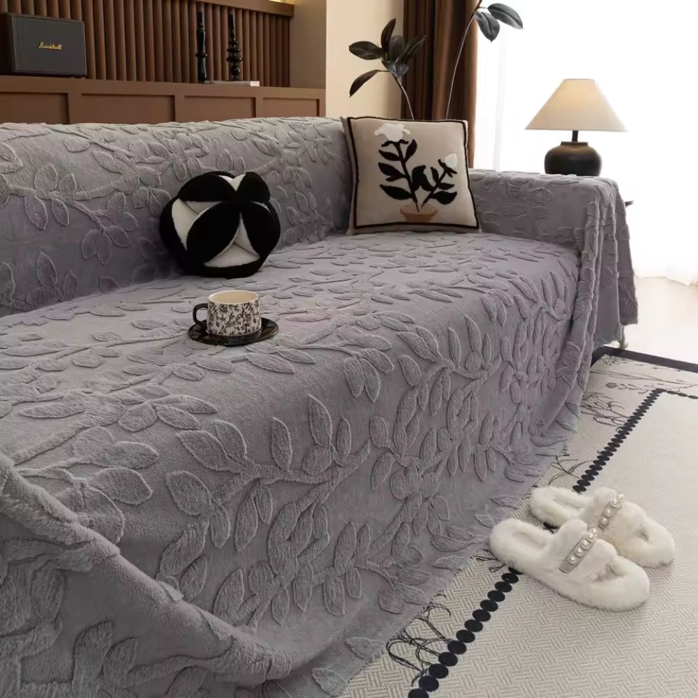 Petalia: Sofa Cover in Floral Microfiber Design with Raised Texture & Cozy Comfort – for Sofa & Living Room