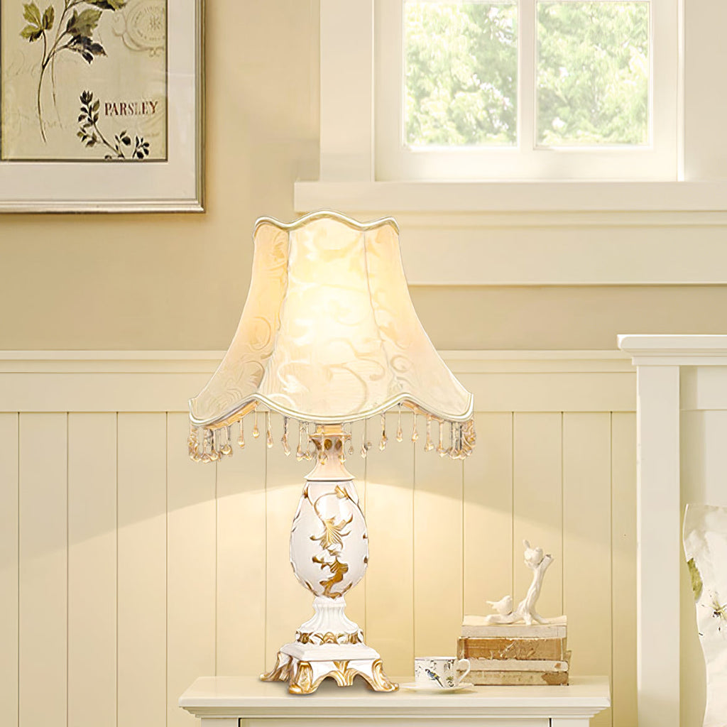 Petunia Beaded Resin Table Lamp 12.2"