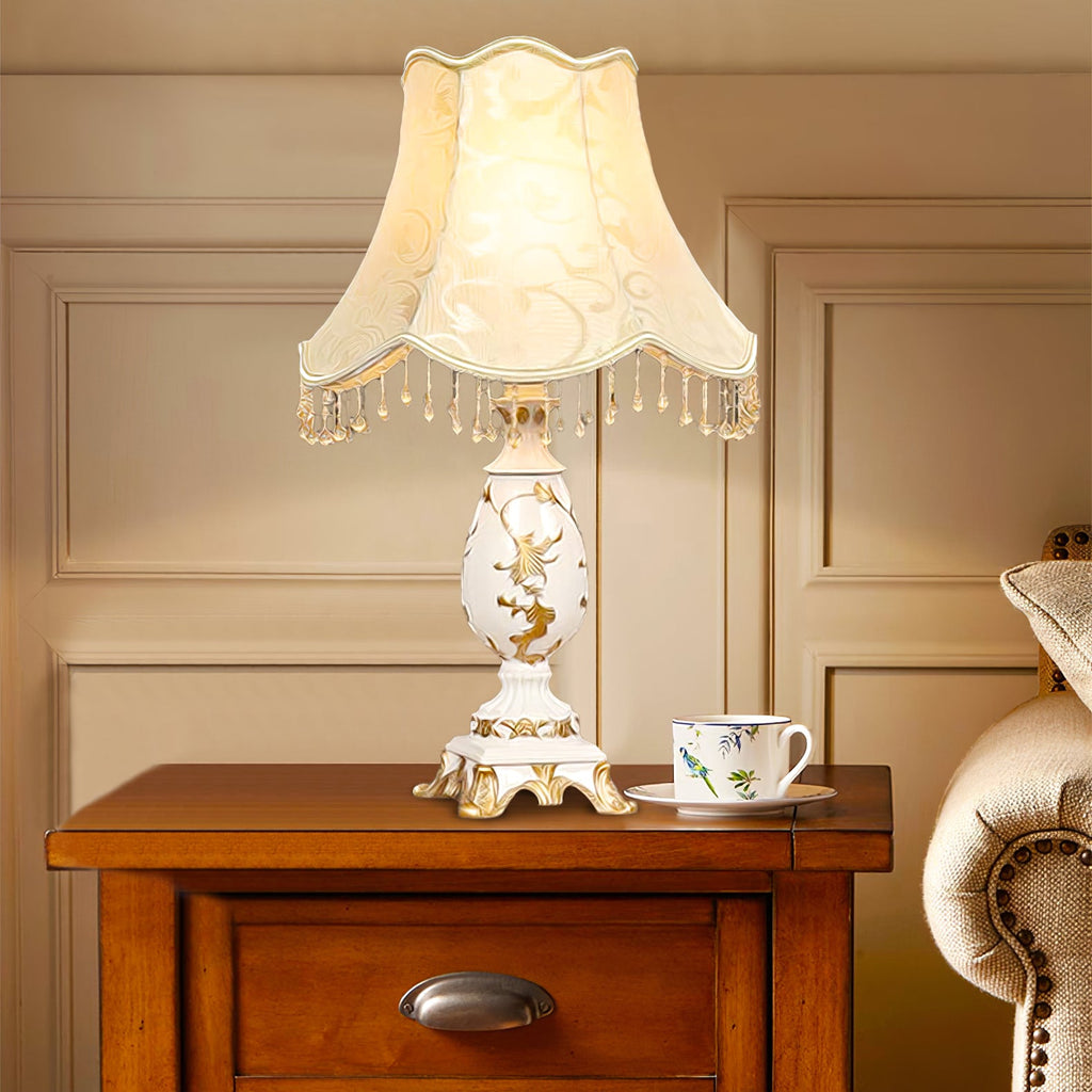 Petunia Beaded Resin Table Lamp 12.2"