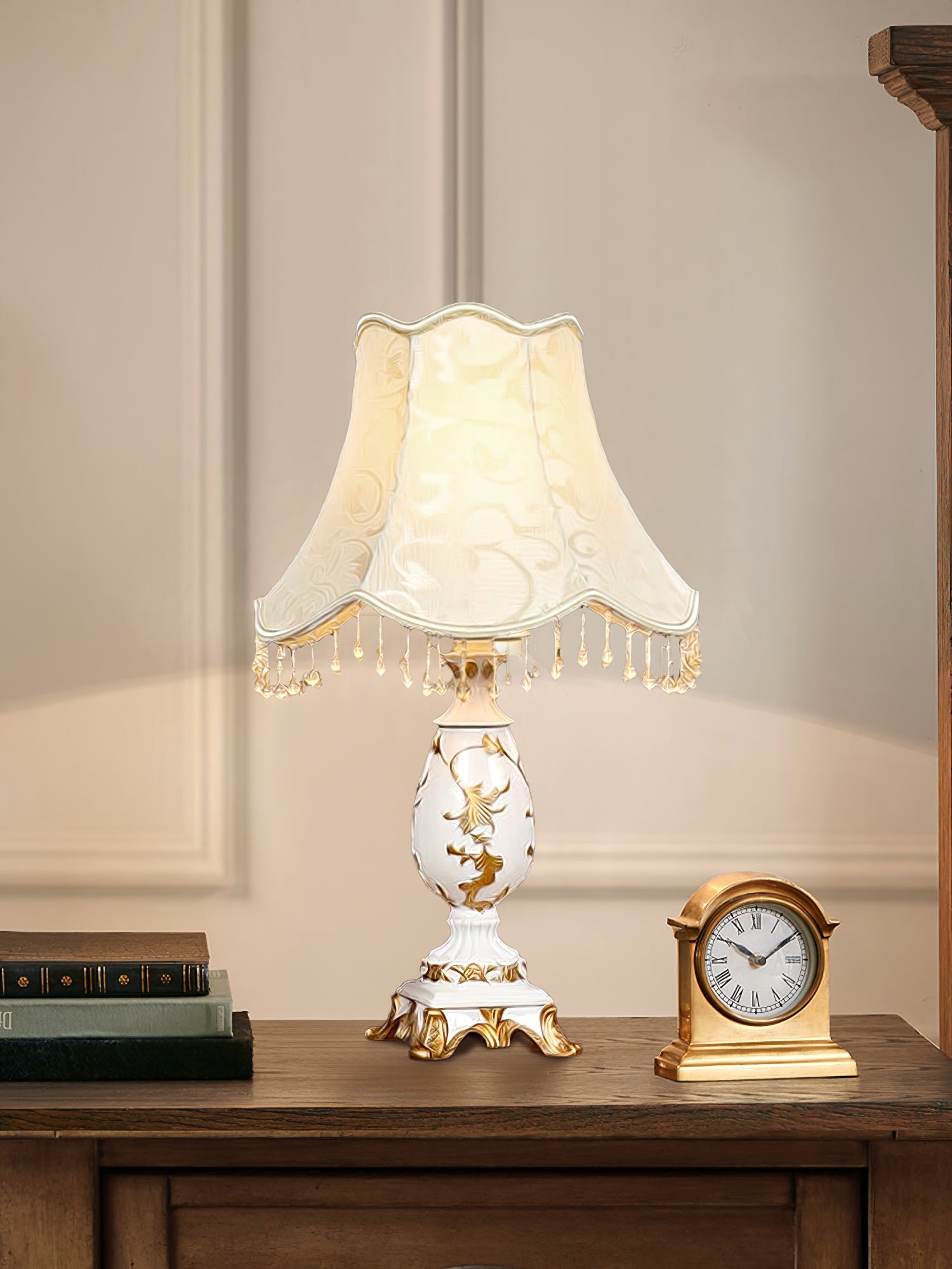 Petunia Beaded Resin Table Lamp 12.2"