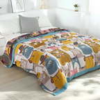 Paw Magic: Cotton Blankets with Loving Cat Design & Versatile Reversible Style – for Bedroom & Sofa