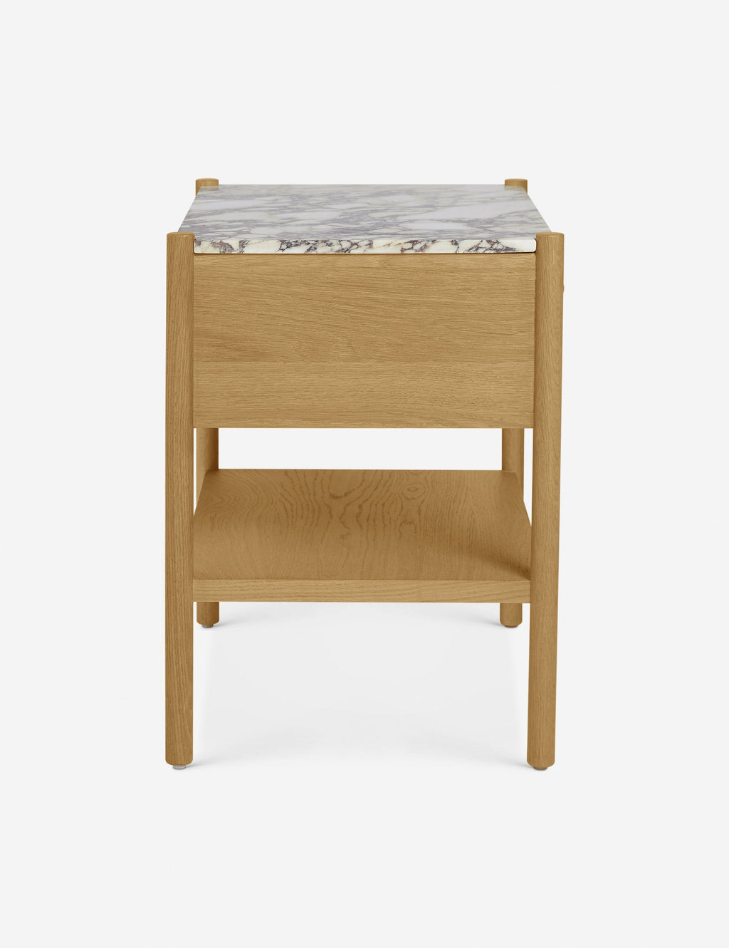 Phaedra Nightstand | Natural Wood Frame, Marble Top