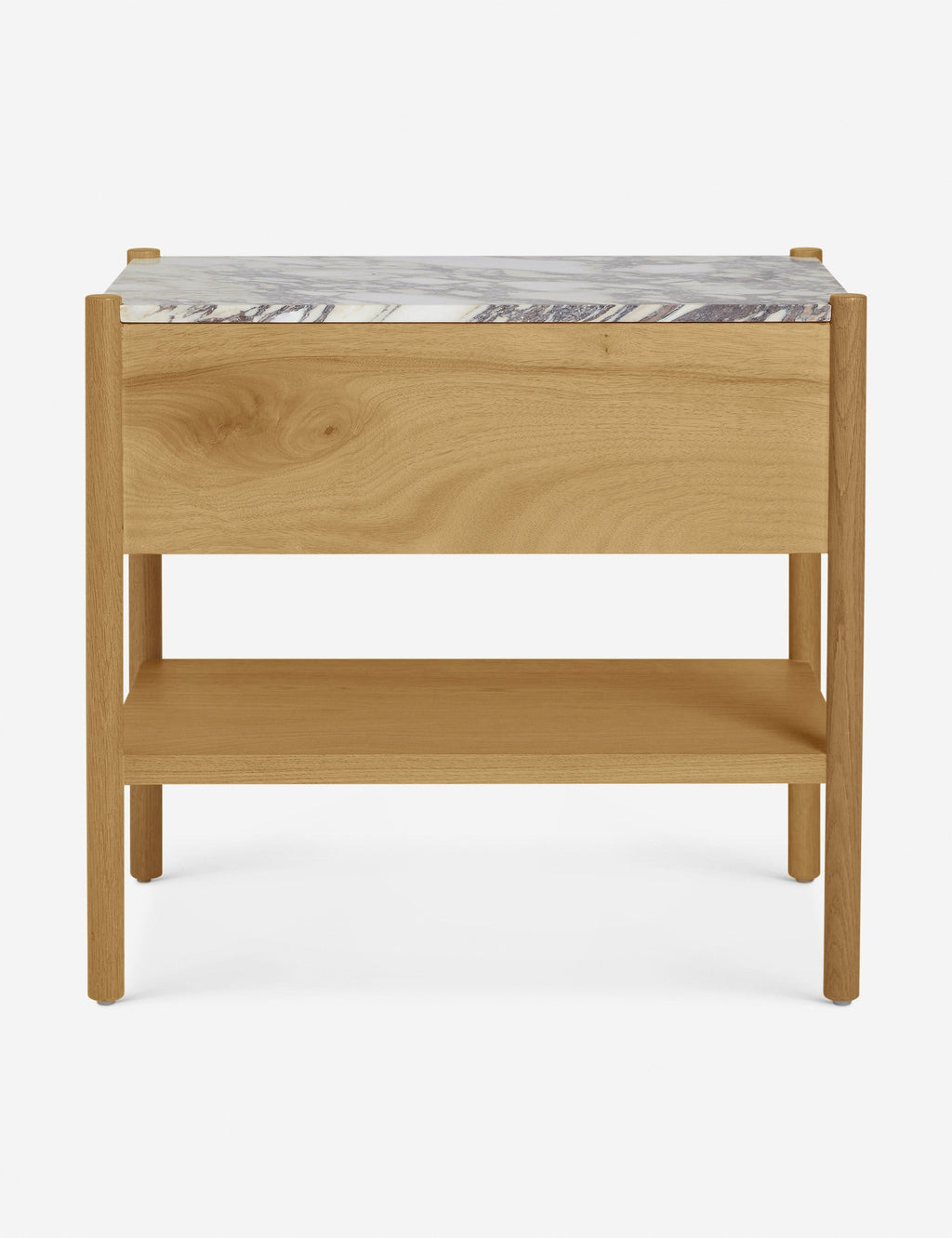 Phaedra Nightstand | Natural Wood Frame, Marble Top