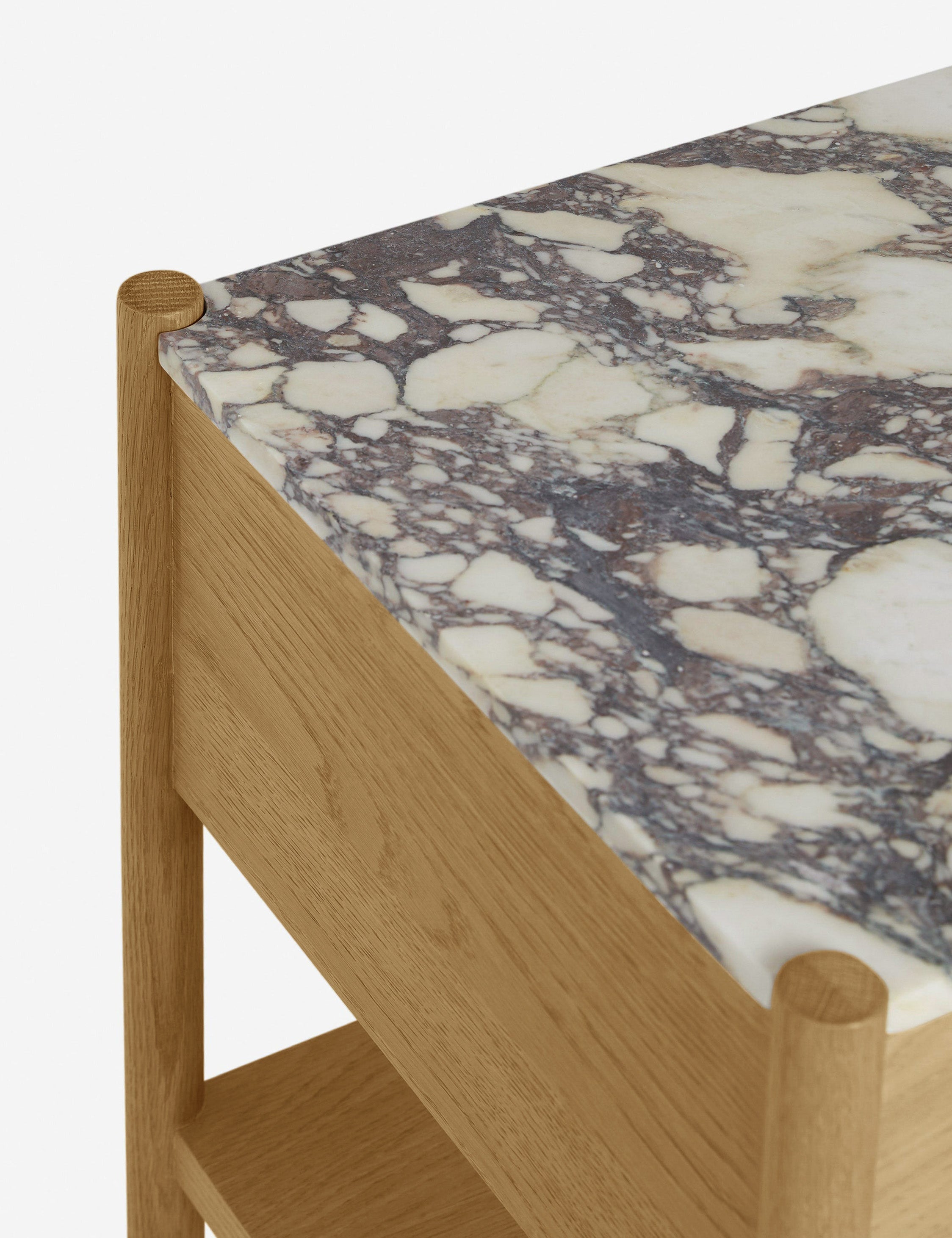 Phaedra Nightstand | Natural Wood Frame, Marble Top